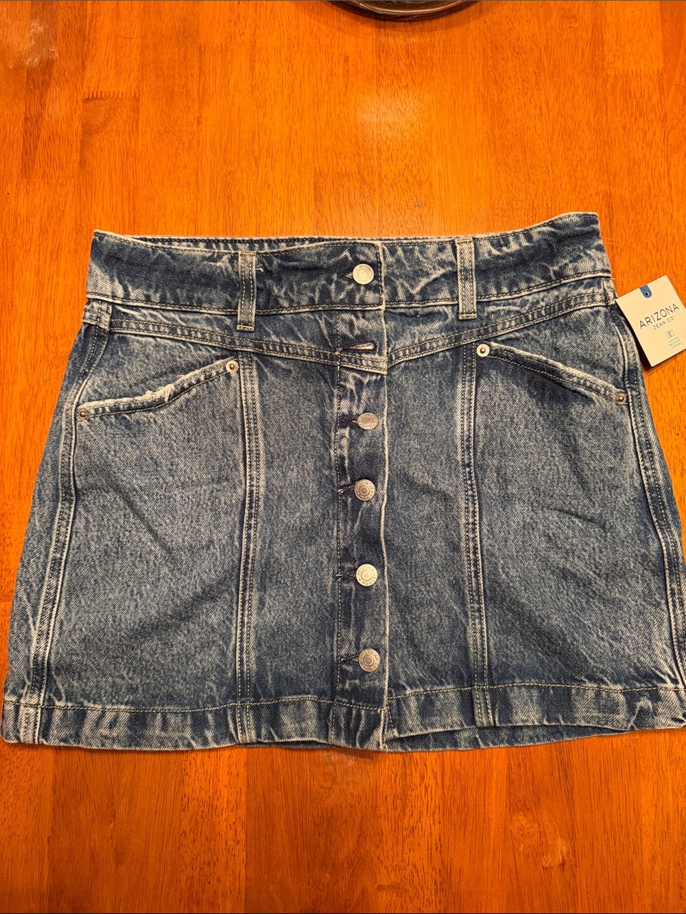 Arizona Jean Company Blue Denim Button-Front Mini Skirt